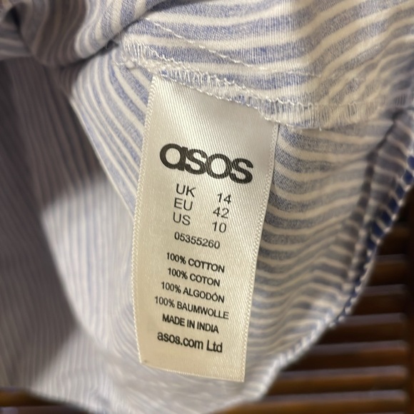 ASOS Blue & White Striped Lace Off Shoulder Top - Picture 5 of 6